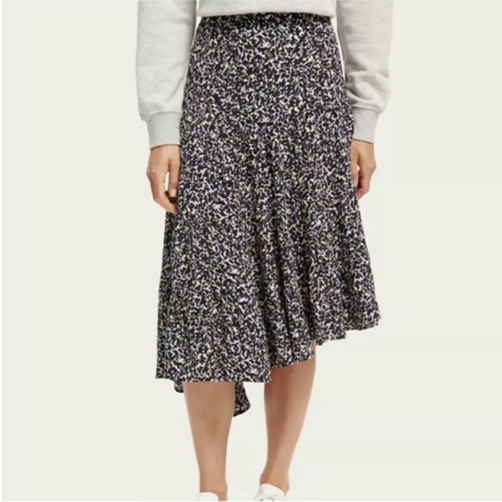 Scotch & Soda A-Line Skirt - Black and White Floral